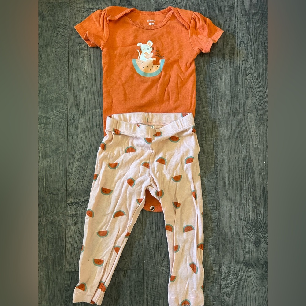 Carter's Pink and Orange Watermelon Baby Set